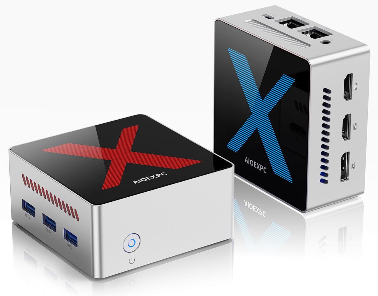 AIOEXPC Mini PC 12GB LPDDR5,256GB M.2 SSD with RGB Lighting,Mini PC Windows 11 Pro Ιntel Alder Lake N95,Mini Desktop PC 2xHDMI,1xDP,Micro PC WiFi/BT,4K UHD,Mini Computers for Office/Home/Business