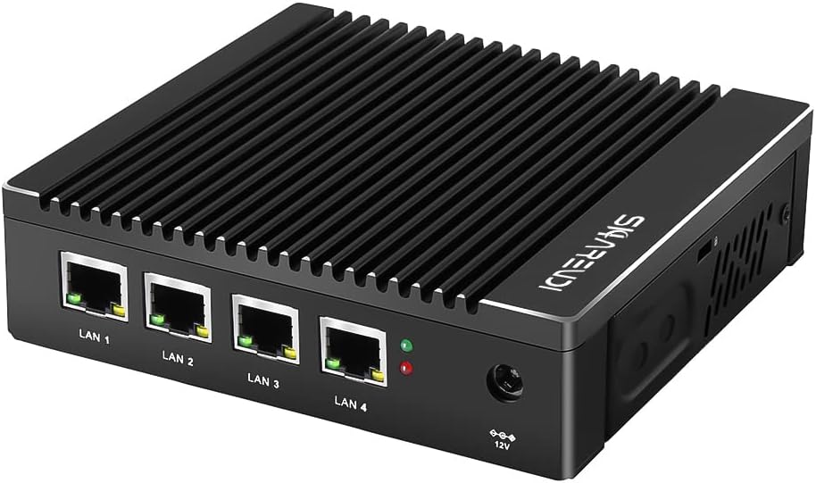 Sharevdi Micro Firewall Appliance,Firewall Mini PC, 4X In-tel 2.5 GbE I225-V LAN Ports, In-tel Celeron J4125 Quad Core Mini Computer, Support AES NI, 8GB DDR4 128GB mSATA SSD Router Server