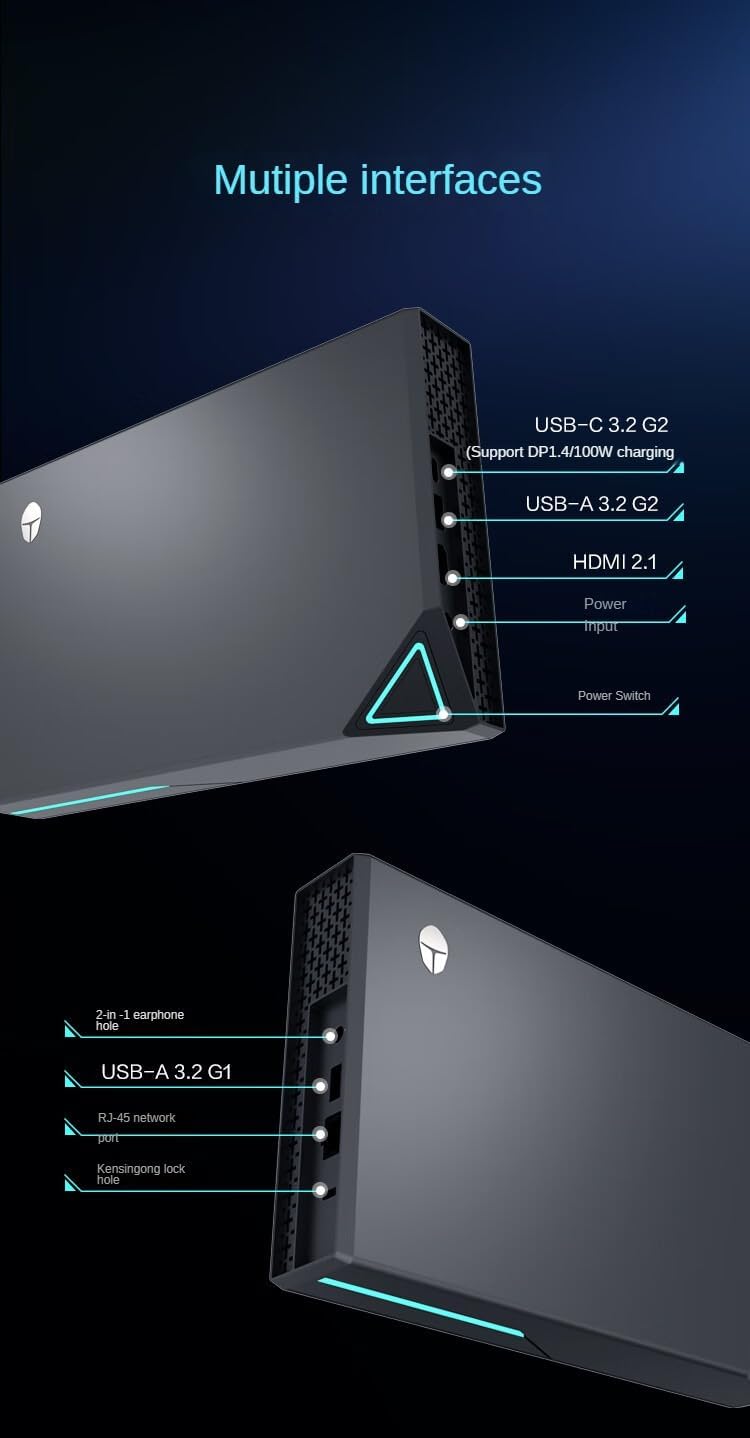 ThundeRobot Mix Gaming PC Mini Desktop 13th Gen Intel Core i9-13900H RTX4070 WiFi6 Bluetooth 5.2 with Docking (32GB RAM+1TB SSD)