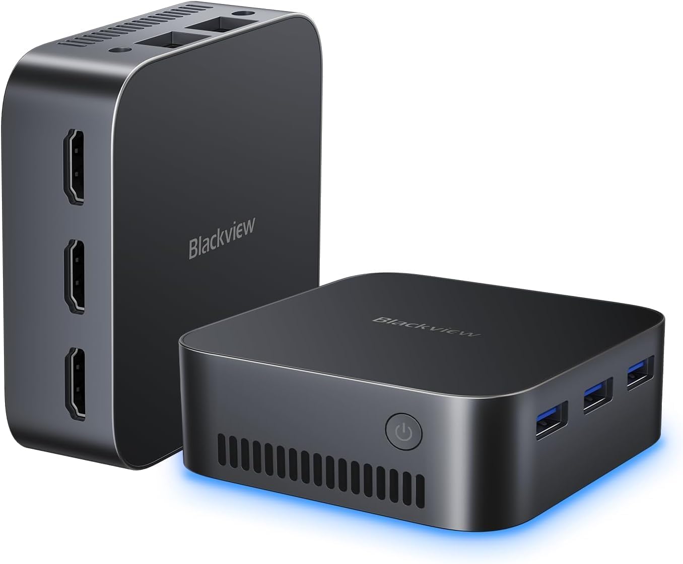 Blackview MP80 Mini PC Intel 12th N95(up to 3.4GHz), 16GB LPDDR5 512GB M.2 SSD Mini Desktop Computers Win 11 Pro, Support Dual LAN, 3 HDMI, 2.4/5G WiFi, 4K UHD