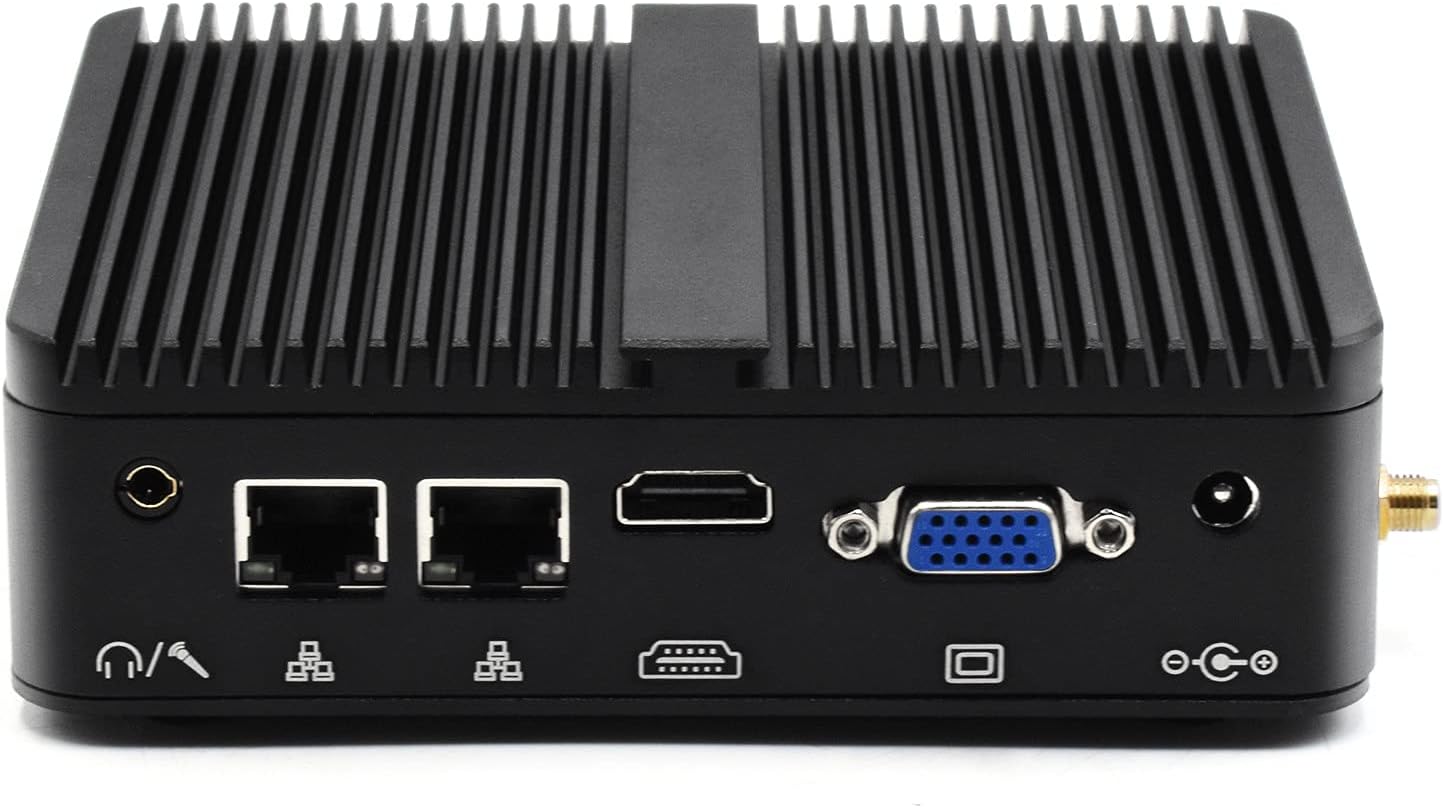 WEIDIAN Mini Industrial PC Fanless PC Celeron J4125 8GB RAM 256GB SSD 2*LAN HD VGA 4*USB Win11 Mini PC Fanless High Performance Compact Design Embedded Industrial Computer for industrial applications