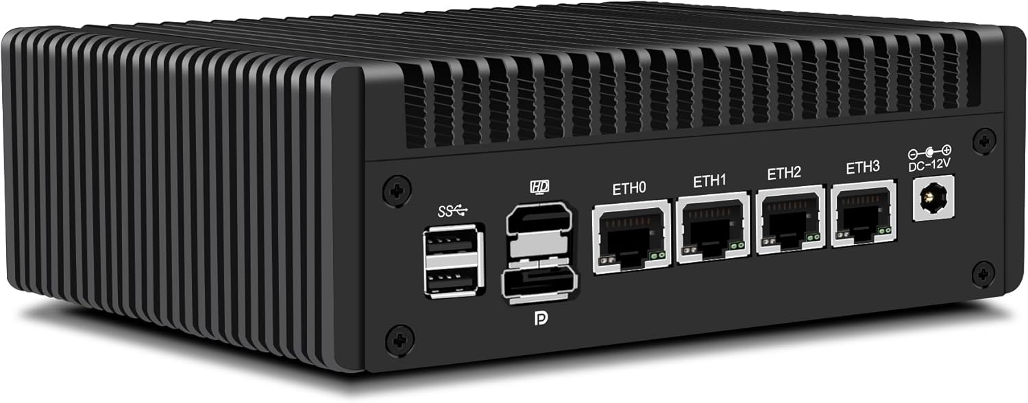 CWWK Mini PC N355 (Upgraded N305) Firewall Appliance, OPNsense Mini Computer with 4 Port i226-V 2.5GbE LAN, F4 Fanless Micro PC NO RAM/SSD/OS, PCIe3.0 x4, Dual 4K Display, TF