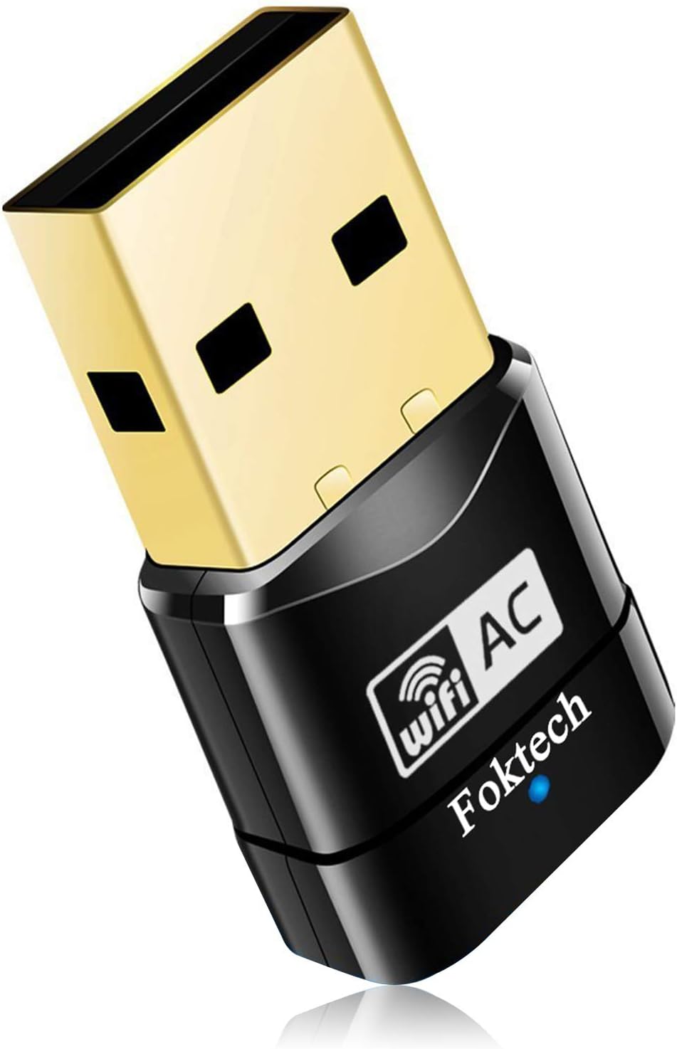 Foktech Wifi Dongle, AC600 802.11ac Dual Band 5GHz Mini Wireless Network USB Wifi Adapter for PC Desktop Laptop, Support Windows 11/10/8/7/Vista/XP, Mac Os X 10.9-10.15