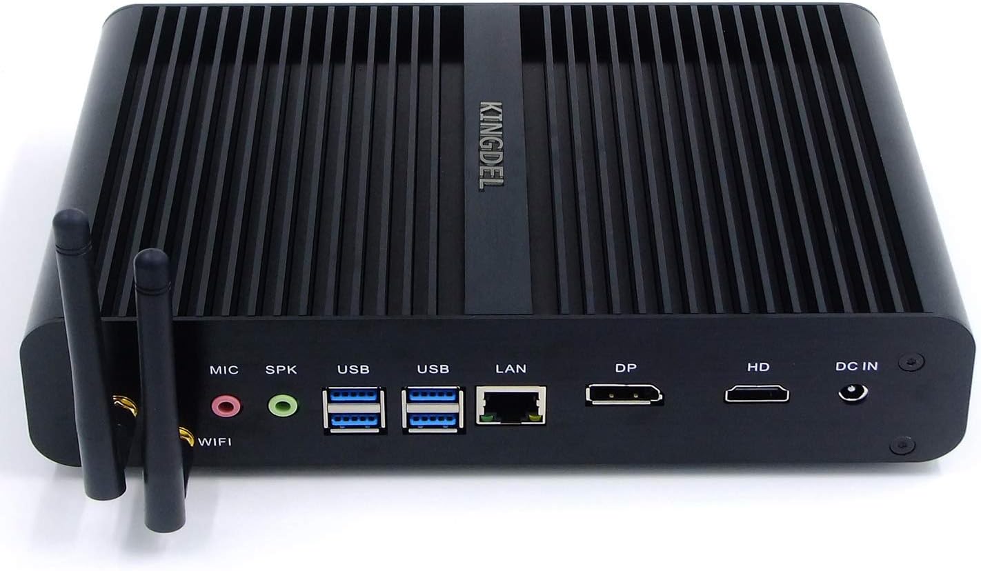 KINGDEL NC860 Fanless Mini PC, Slim Desktop Computer, i7-8550U 8th Gen. 4 Cores CPU, 16GB DDR4 RAM, 512GB NVMe SSD, 4K 4096×2304, HD Port, DP, Metal Case