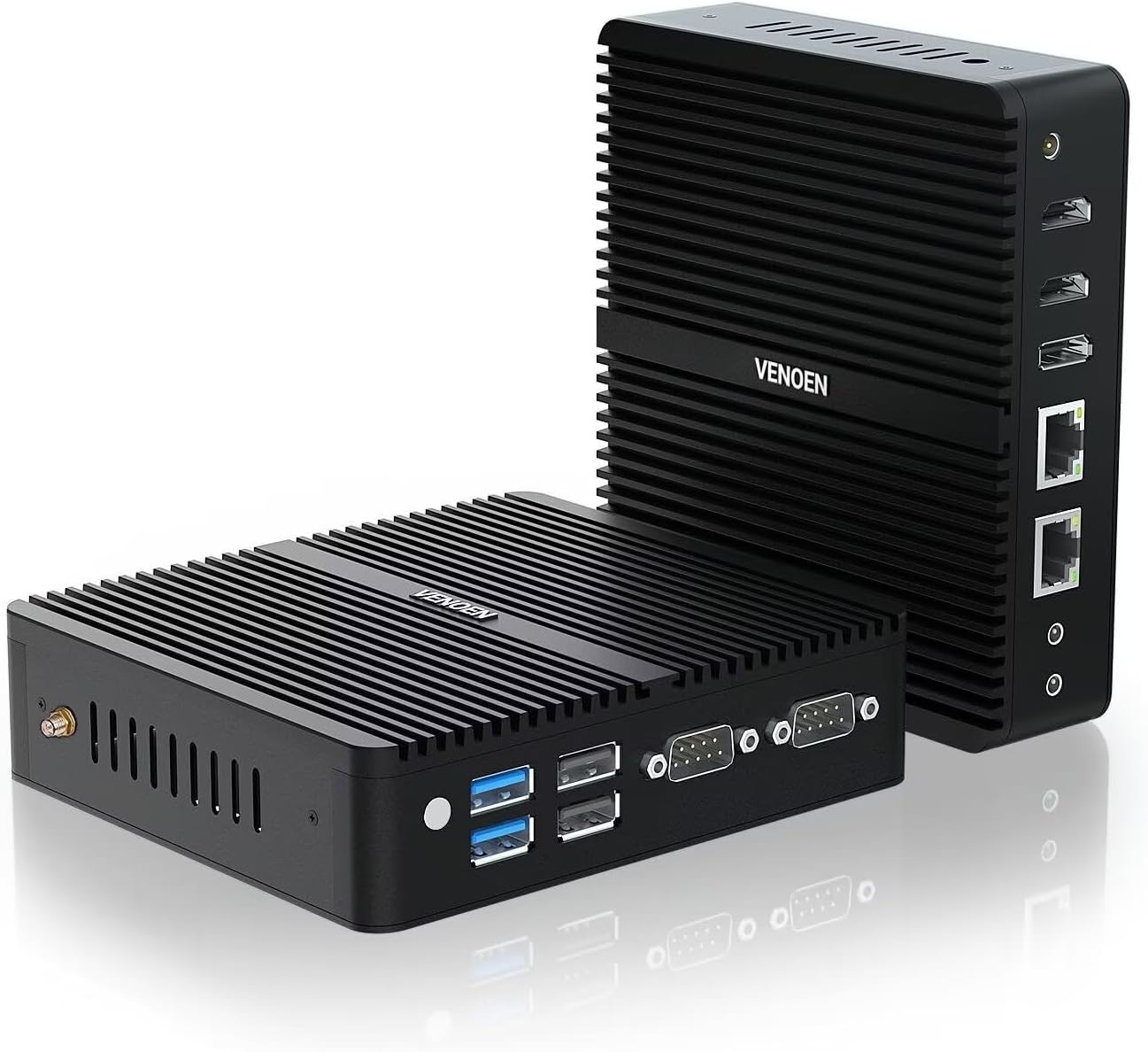 Mini PC Fanless 12th Gen in-tel J6412, 8GB DDR4 256GB M.2 SSD Office Home Mini Computer, Mini Desktop PC with Win11 Pro, 2 x HD+1 x DP Triple Display/ 2xLan/ 2xRS232 COM/WiFi/BT 4.2/ VESA