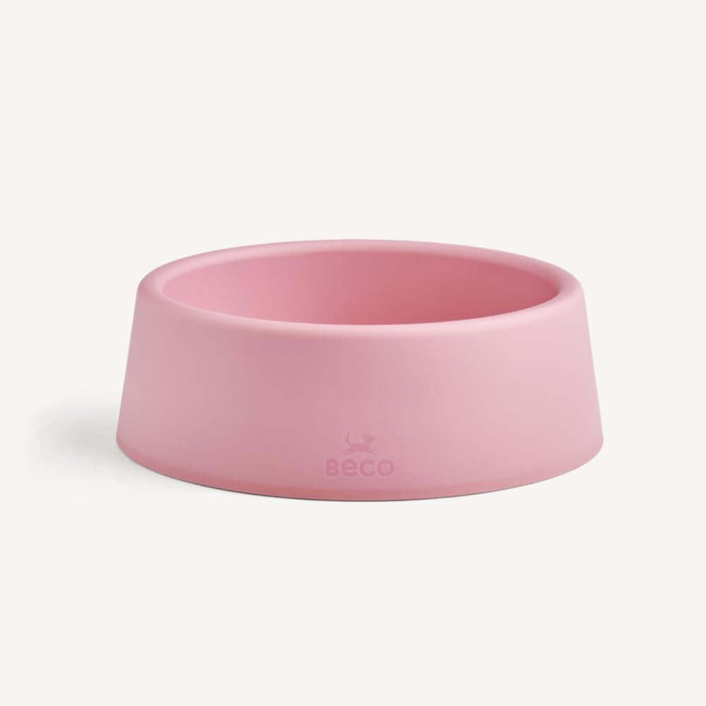 Beco Dog Bowl – Food & Water Steady Bowl, Recycled Plastic, Non-Slip Rubber Base, Candy Pink, Small