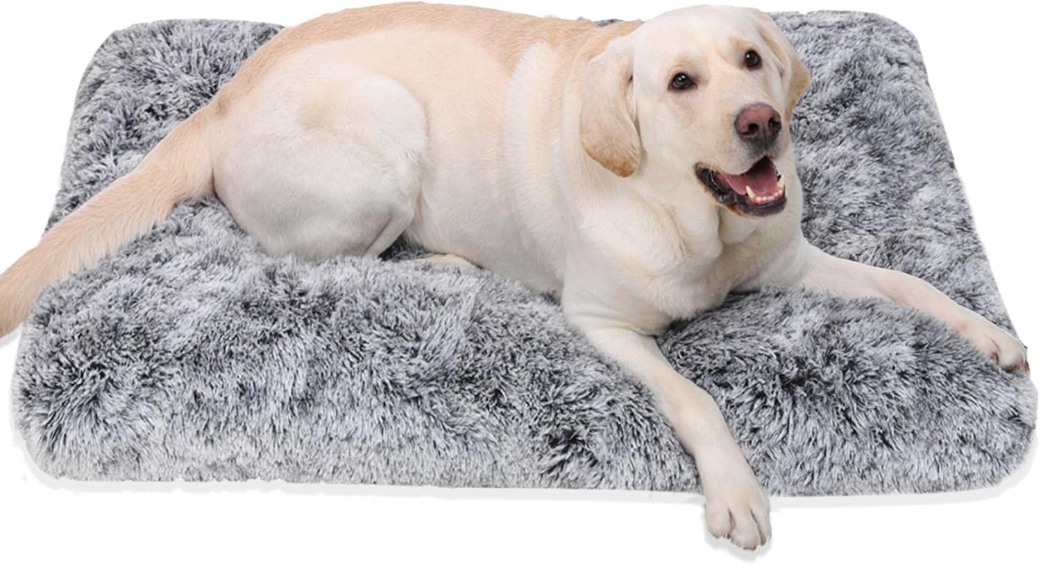 Jaspuriea Large Dog Bed Washable Dog Crate Mattress Calming Fluffy Anti Anxiety Dog Beds Deluxe Plush Dog Mat with Anti-Slip Bottom,90x60x8cm