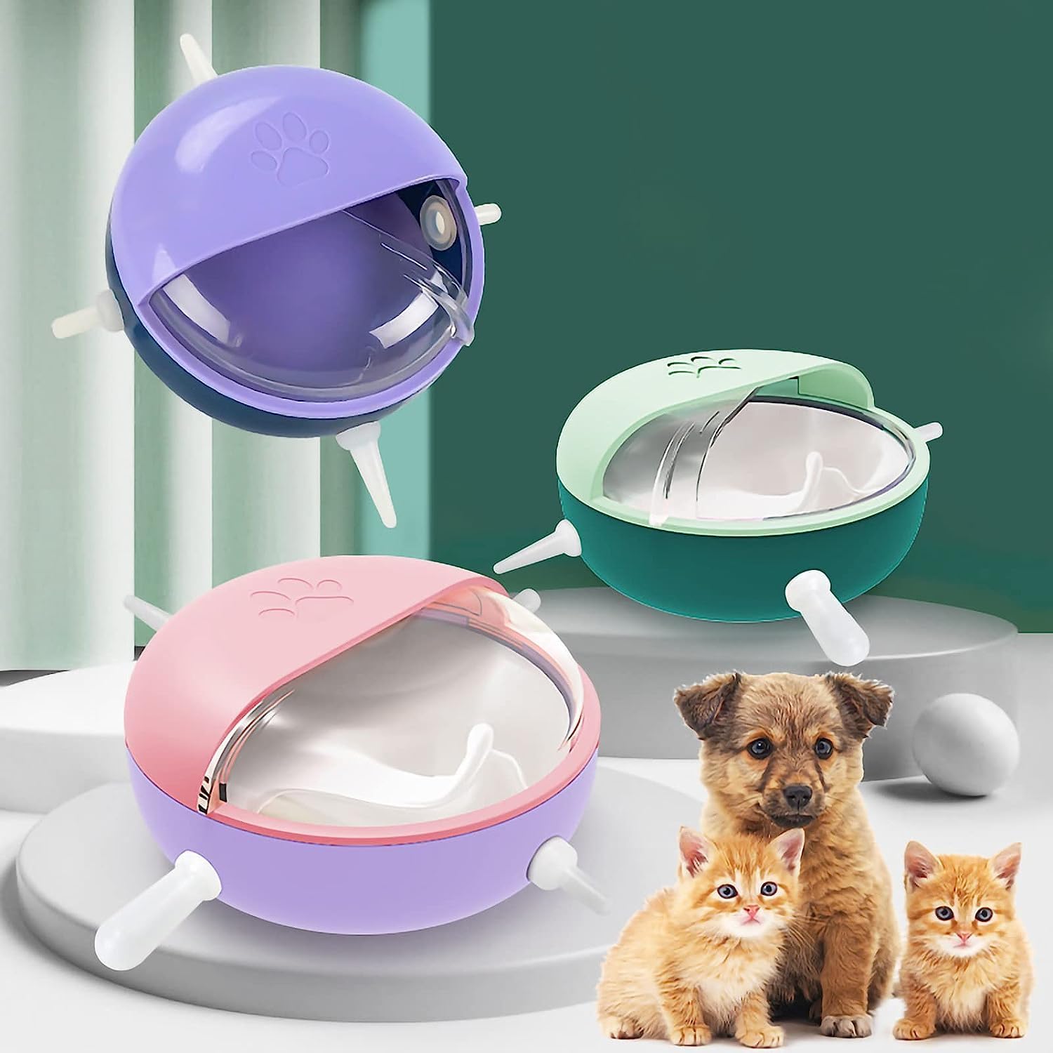 Puppy Bottles for Nursing,Puppy Milk feeders for Multiple Puppies Nipple,Puppy Feeder Milk Bowl,4 Nipples Silicone Puppy Nursing Station,Feeder Bowl for Kittens, Puppies,Capacity 180ml